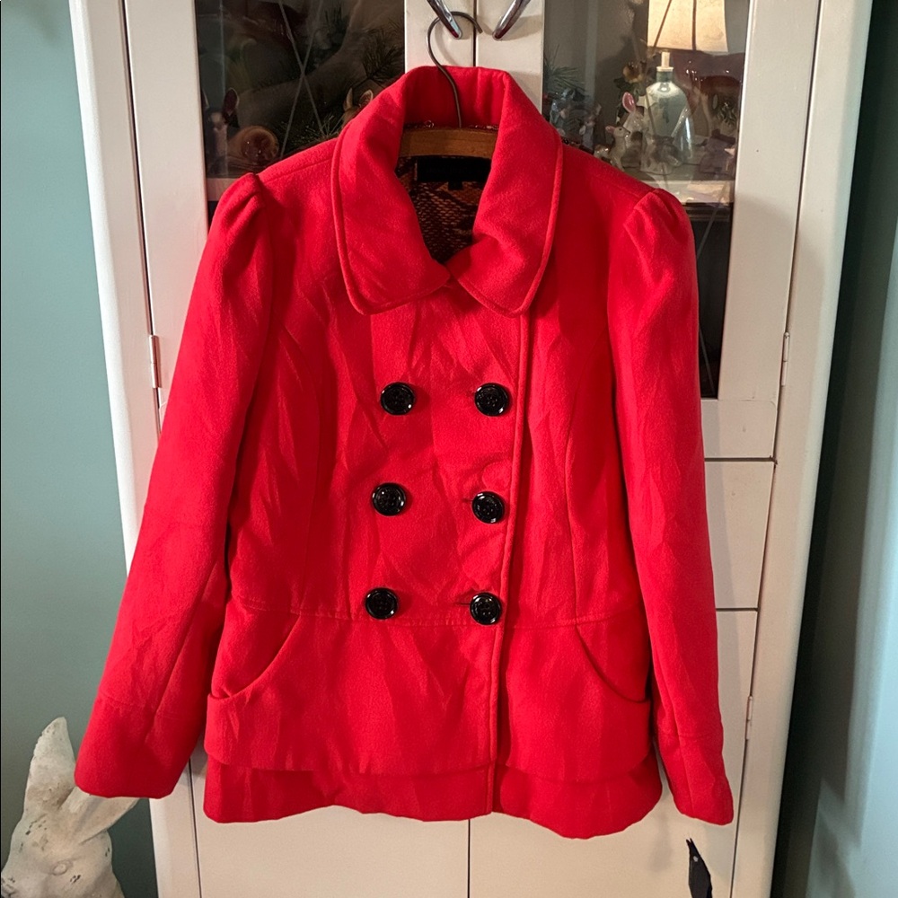 Steve Madden sz L Women's Red Double-Breasted Coat nwt